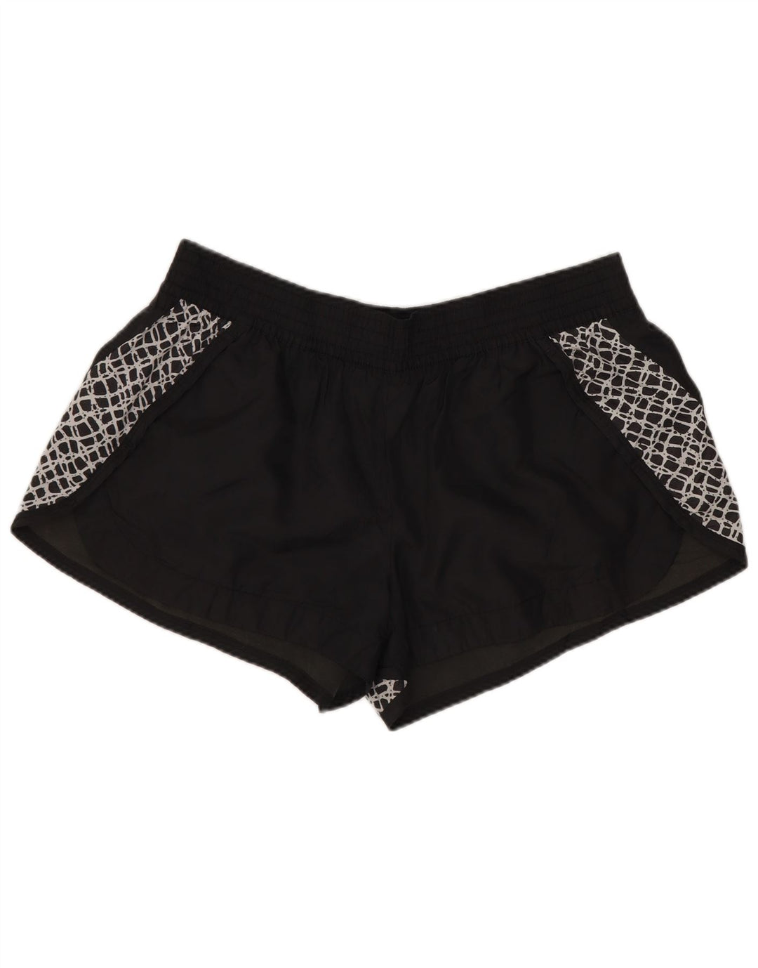 NIKE Womens Sport Shorts UK 14 Large  Black Geometric Polyester