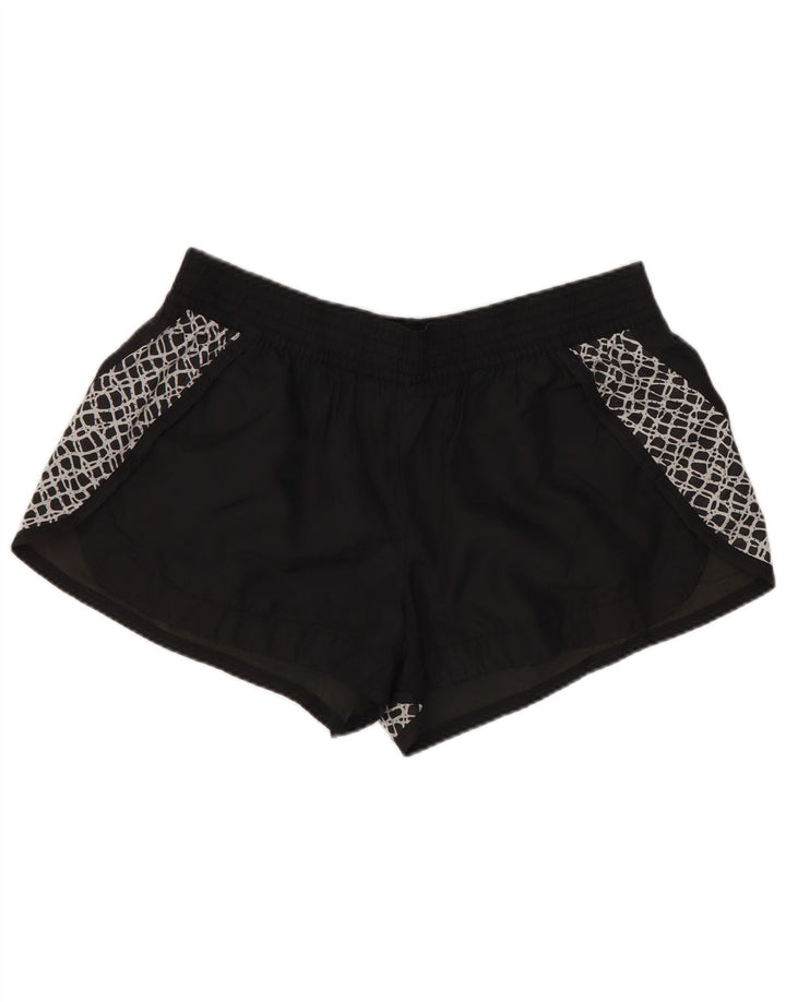 NIKE Womens Sport Shorts UK 14 Large  Black Geometric Polyester