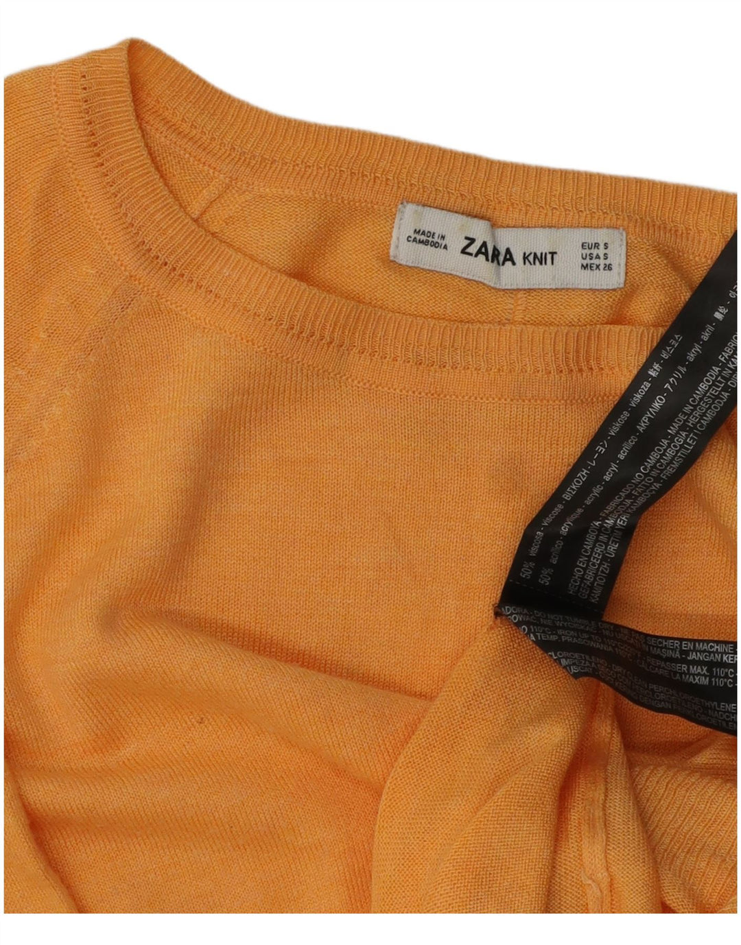 Zara Womens Oversized Boat Neck Jumper Sweater UK 10 Small Orange Viscose