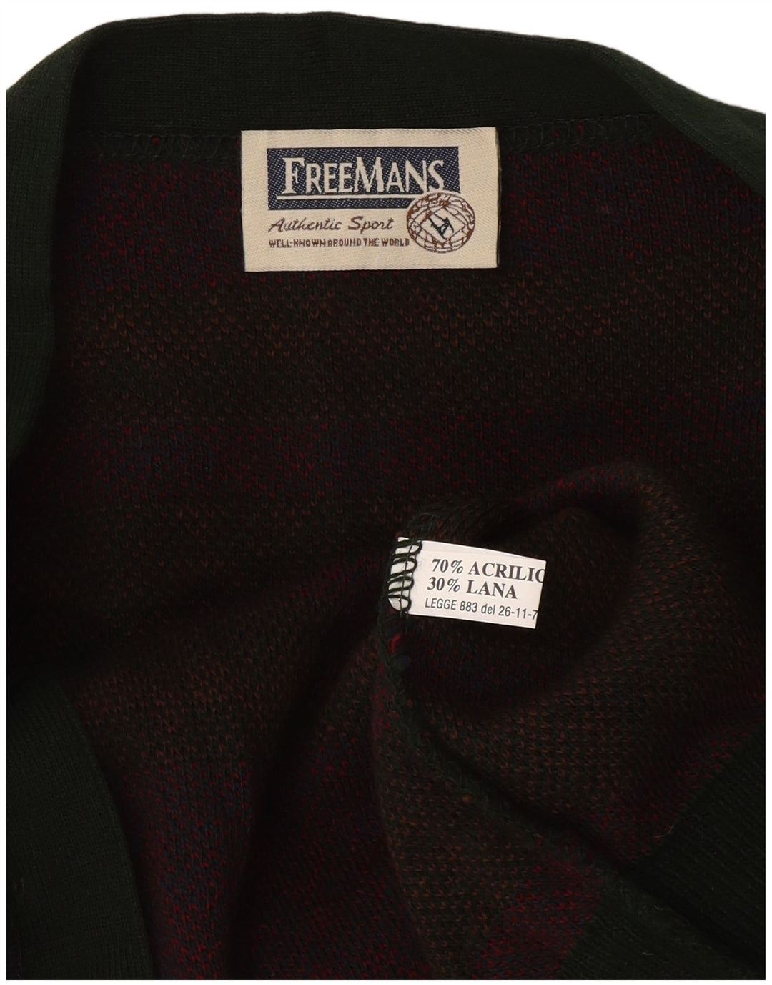 Vintage Mens Cardigan Sweater Large Green Fair Isle Acrylic