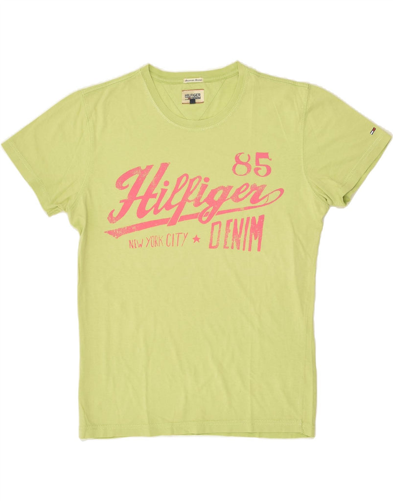 TOMMY HILFIGER Mens Graphic T-Shirt Top Medium Green Cotton | Vintage Tommy Hilfiger | Thrift | Second-Hand Tommy Hilfiger | Used Clothing | Messina Hembry 