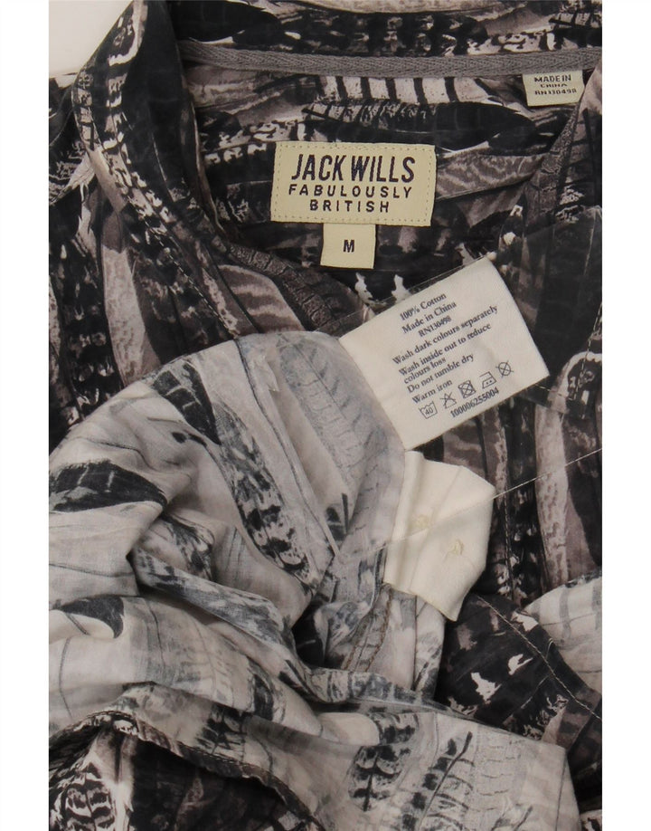 Jack Wills Mens Abstract Pattern Shirt Medium Grey Cotton