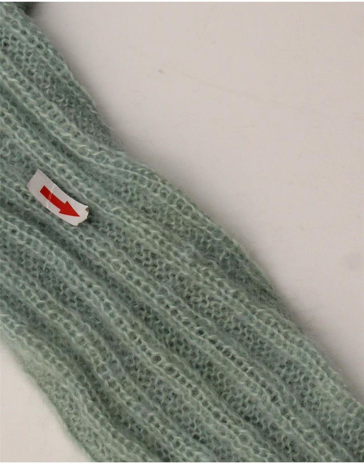 Vintage Womens Button Neck Jumper Sweater UK 6 XS Green
