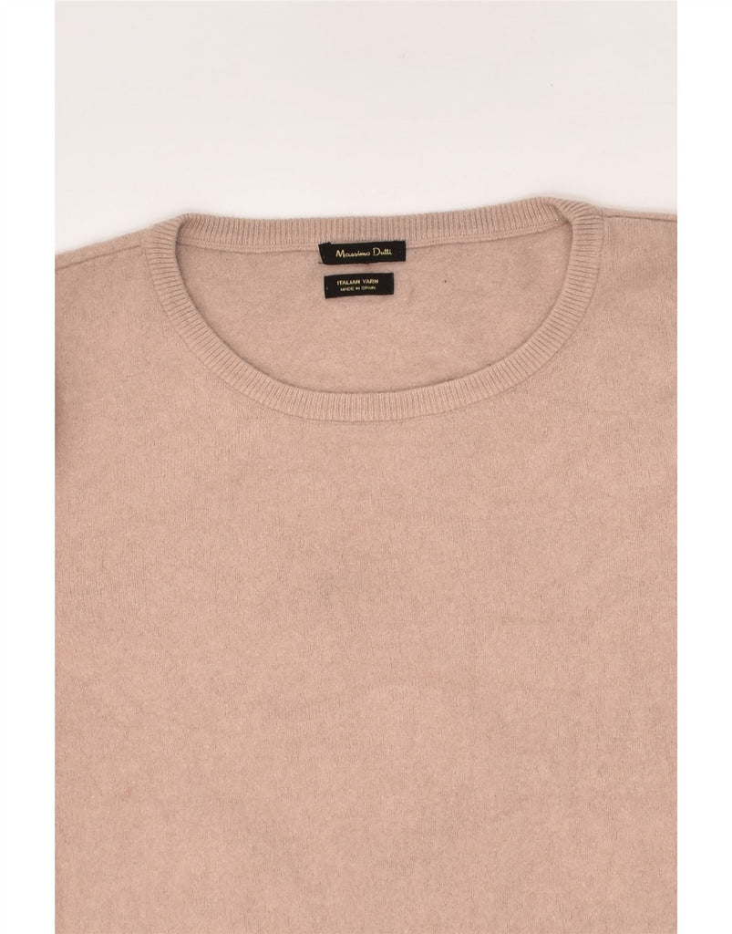 MASSIMO DUTTI Womens Boat Neck Jumper Sweater UK 14 Large Beige Wool | Vintage Massimo Dutti | Thrift | Second-Hand Massimo Dutti | Used Clothing | Messina Hembry 