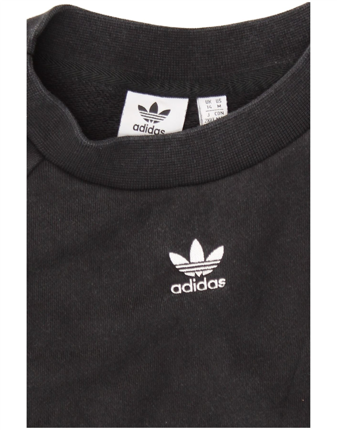 Adidas Womens Sweatshirt Jumper UK 14 Medium Black Cotton