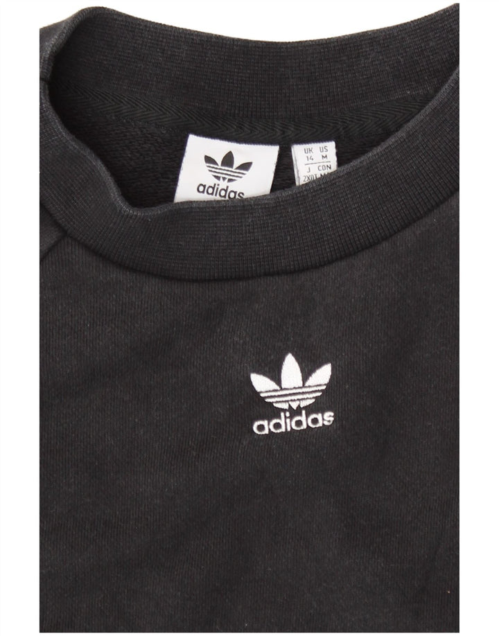 Adidas Womens Sweatshirt Jumper UK 14 Medium Black Cotton