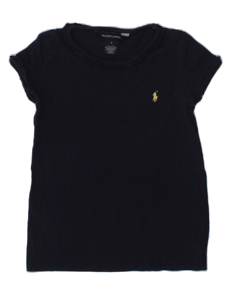 RALPH LAUREN Girls T-Shirt Top 5-6 Years Navy Blue Cotton | Vintage Ralph Lauren | Thrift | Second-Hand Ralph Lauren | Used Clothing | Messina Hembry 