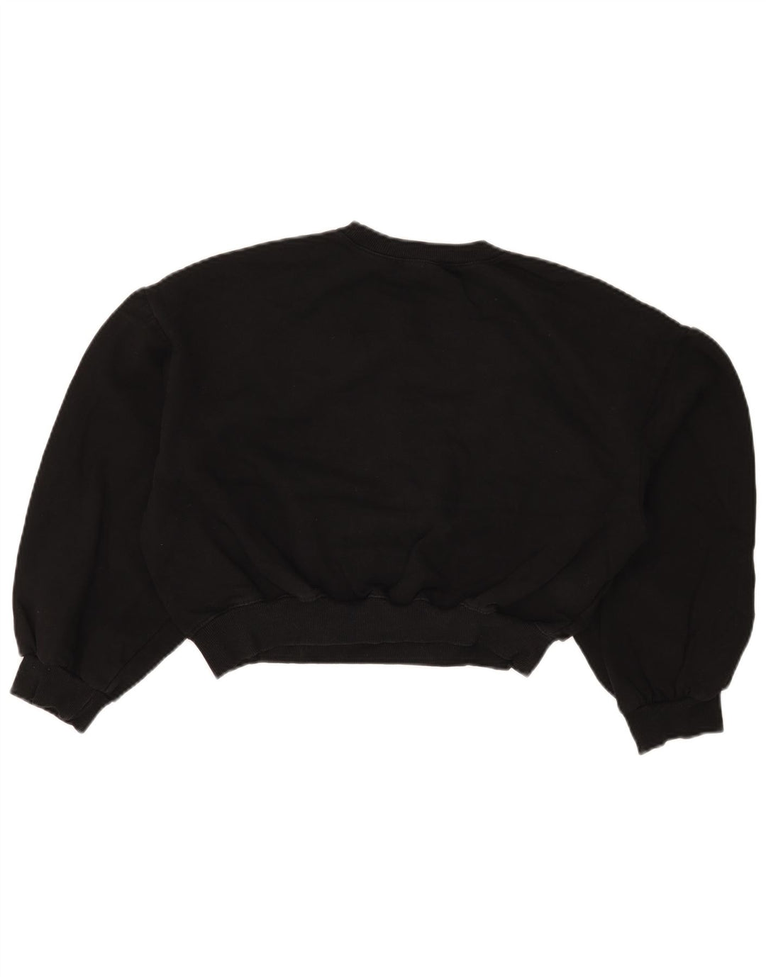 Zara Womens Crop Oversized Sweatshirt Jumper UK 10 Small Black Cotton