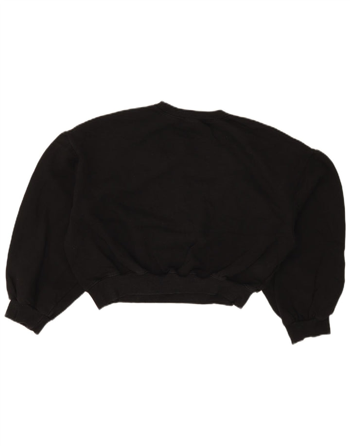 Zara Womens Crop Oversized Sweatshirt Jumper UK 10 Small Black Cotton