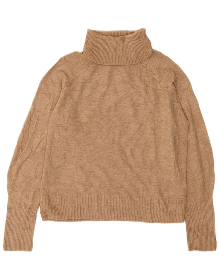 Marks & Spencer Womens Roll Neck Jumper Sweater UK 14 Medium Beige Acrylic