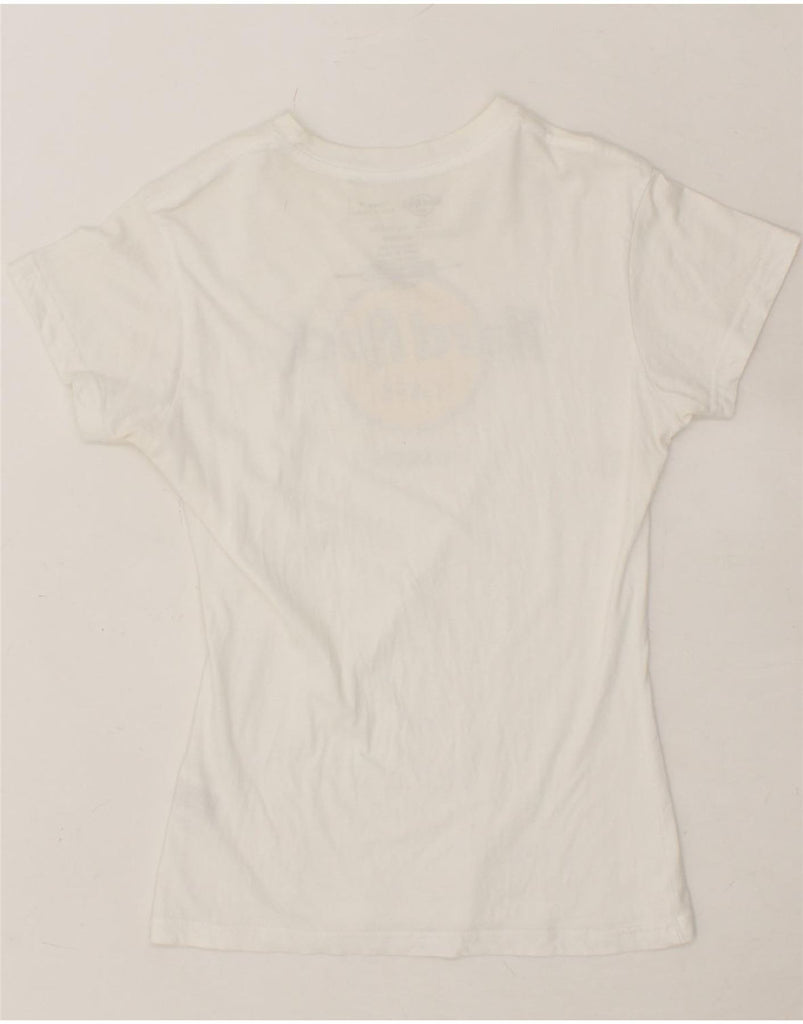 HARD ROCK CAFE Womens Lisbon Graphic T-Shirt Top UK 12 Medium White Cotton Vintage Hard Rock Cafe and Second-Hand Hard Rock Cafe from Messina Hembry 