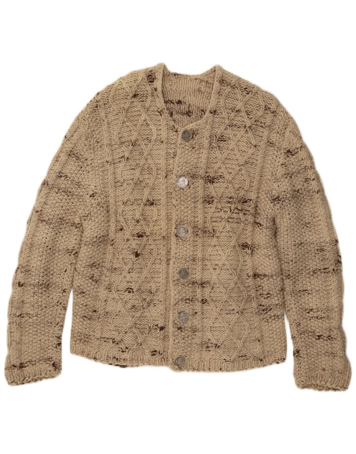 Vintage Mens Cardigan Sweater Large Beige Flecked