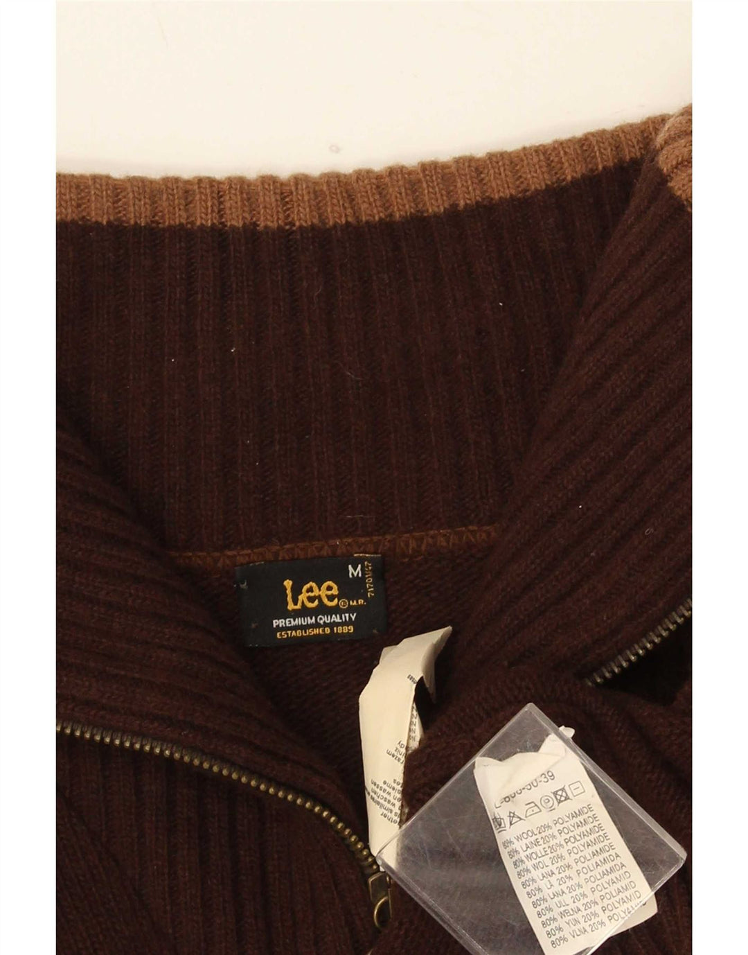 Lee Mens Graphic Cardigan Sweater Medium Brown Wool