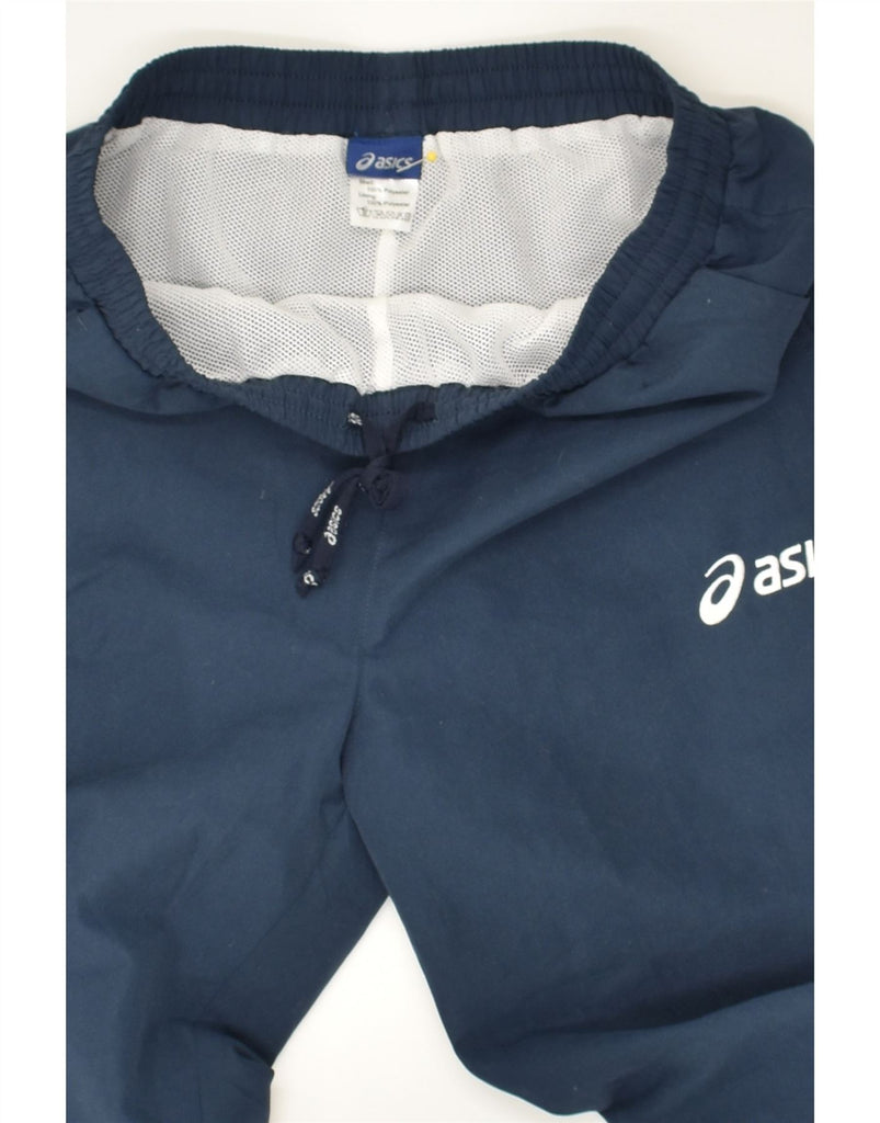 ASICS Boys Tracksuit Trousers 15-16 Years Navy Blue Polyester | Vintage Asics | Thrift | Second-Hand Asics | Used Clothing | Messina Hembry 