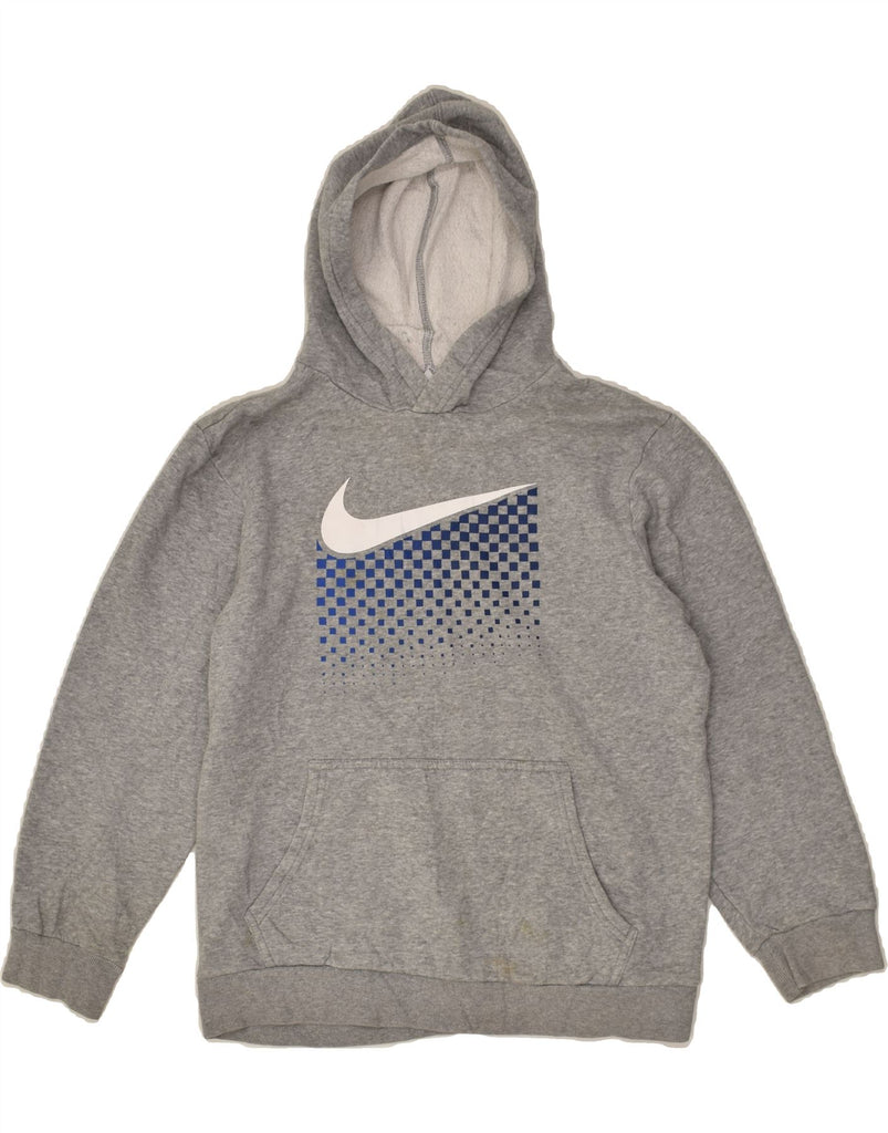 NIKE Boys Graphic Hoodie Jumper 12-13 Years Large Grey Cotton | Vintage Nike | Thrift | Second-Hand Nike | Used Clothing | Messina Hembry 