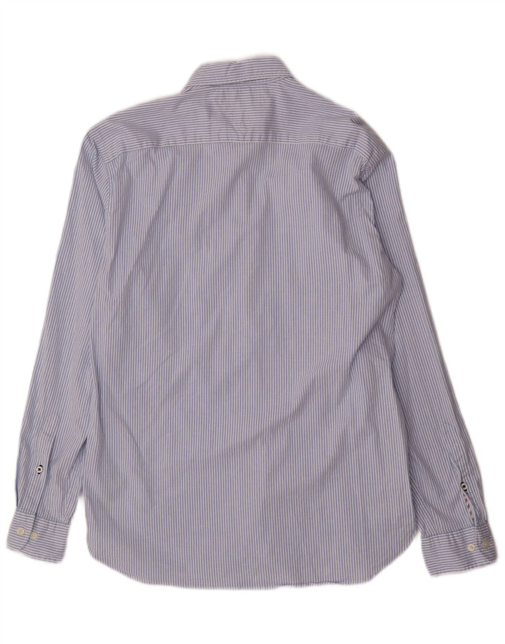 TOMMY HILFIGER Mens Regular Fit Shirt Medium Blue Pinstripe Cotton