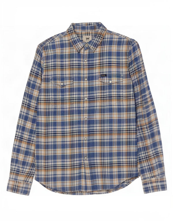 Lee Mens Flannel Shirt Medium Blue Check Cotton