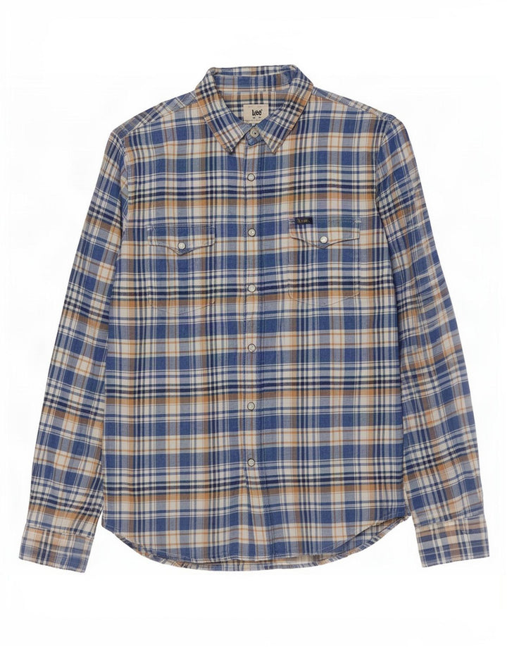 Lee Mens Flannel Shirt Medium Blue Check Cotton