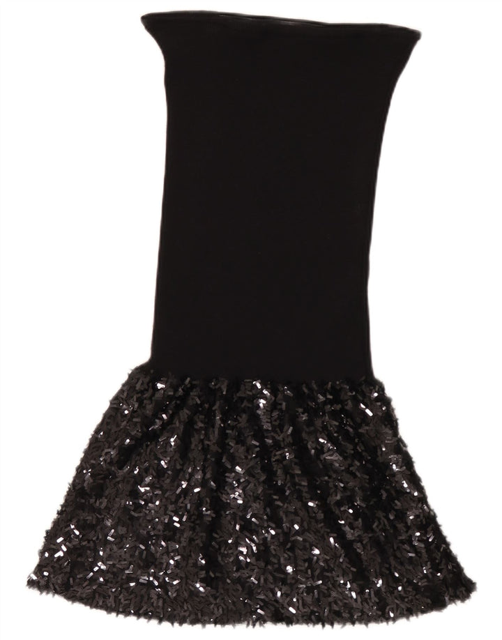 Sisley Womens Strapless Dress UK 12 Medium Black Wool