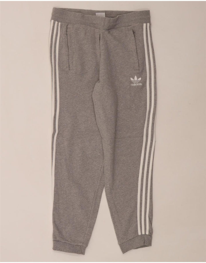 ADIDAS Mens Tracksuit Trousers Joggers Large Grey Cotton