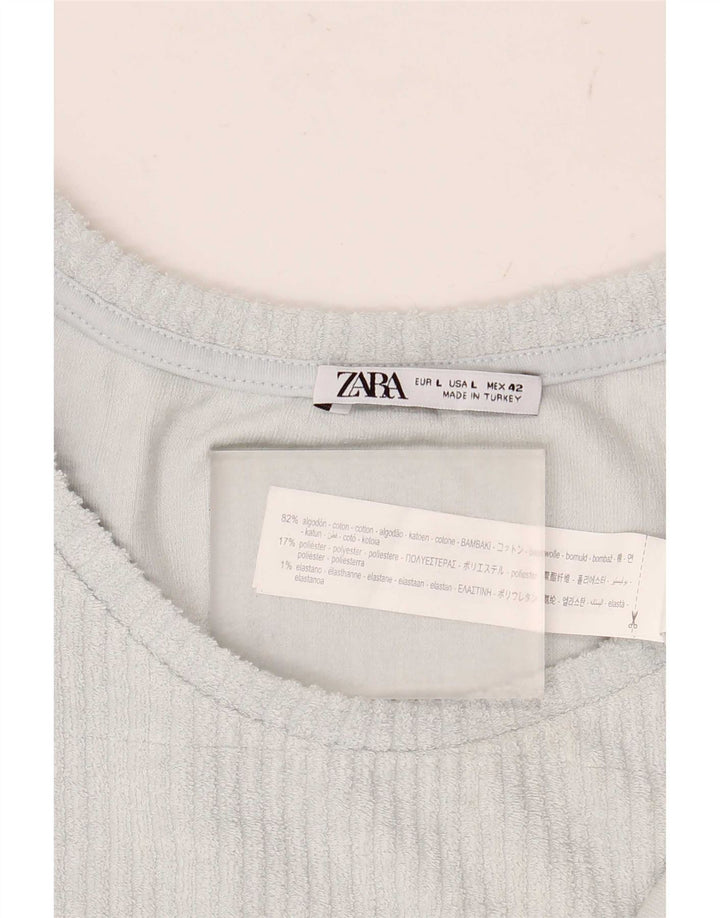 Zara Womens Vest Top UK 16 Large Blue Cotton