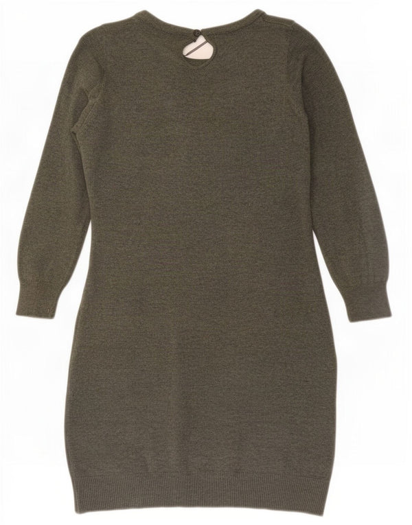 Zara Womens Long Sleeve Jumper Dress UK 16 Large Green