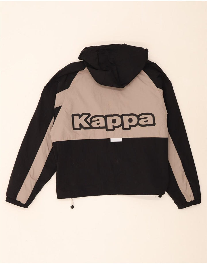 Kappa Womens Oversized Graphic Windbreaker Jacket UK 14 Medium Black