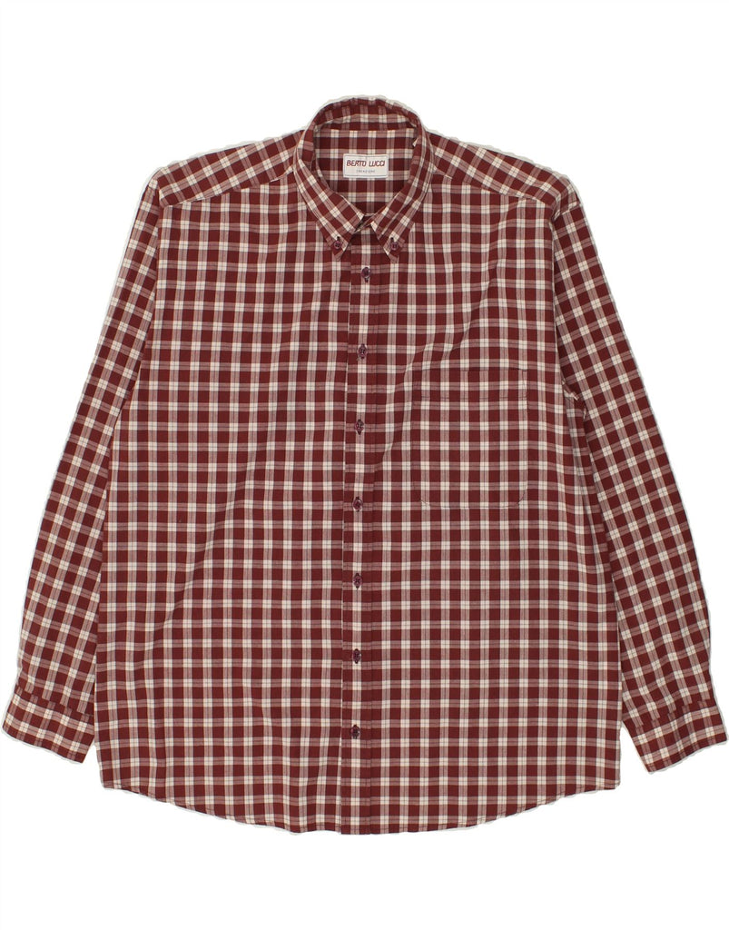 BERTO LUCCI Mens Shirt Size 15 1/2 Medium Red Check Cotton | Vintage Berto Lucci | Thrift | Second-Hand Berto Lucci | Used Clothing | Messina Hembry 