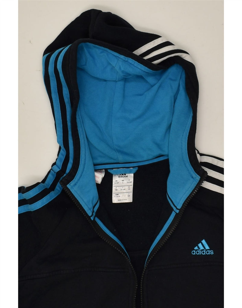 ADIDAS Boys Zip Hoodie Sweater 13-14 Years Large Navy Blue Cotton | Vintage Adidas | Thrift | Second-Hand Adidas | Used Clothing | Messina Hembry 
