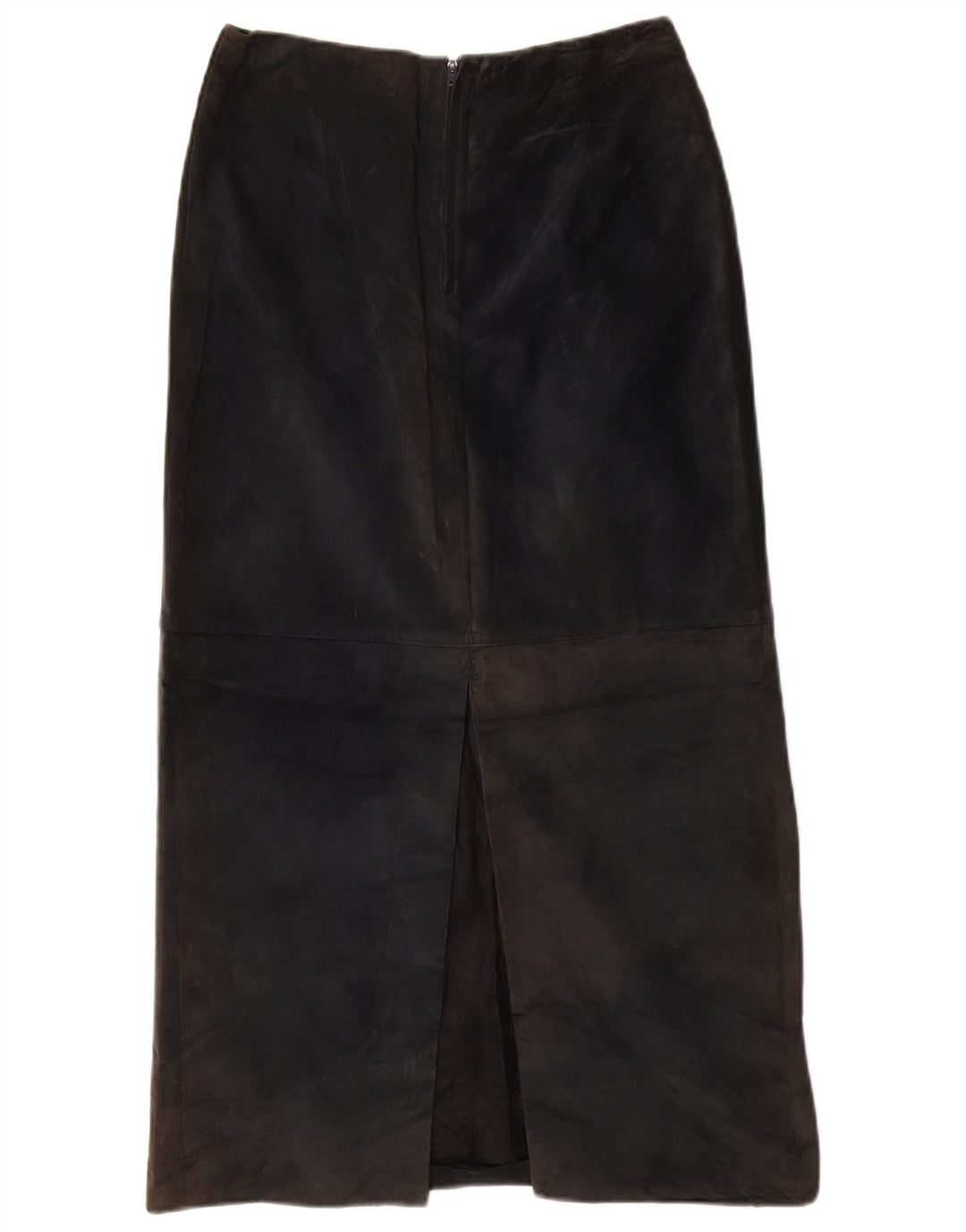 VINTAGE Womens Suede Maxi Skirt UK 10 Small W26  Black Leather