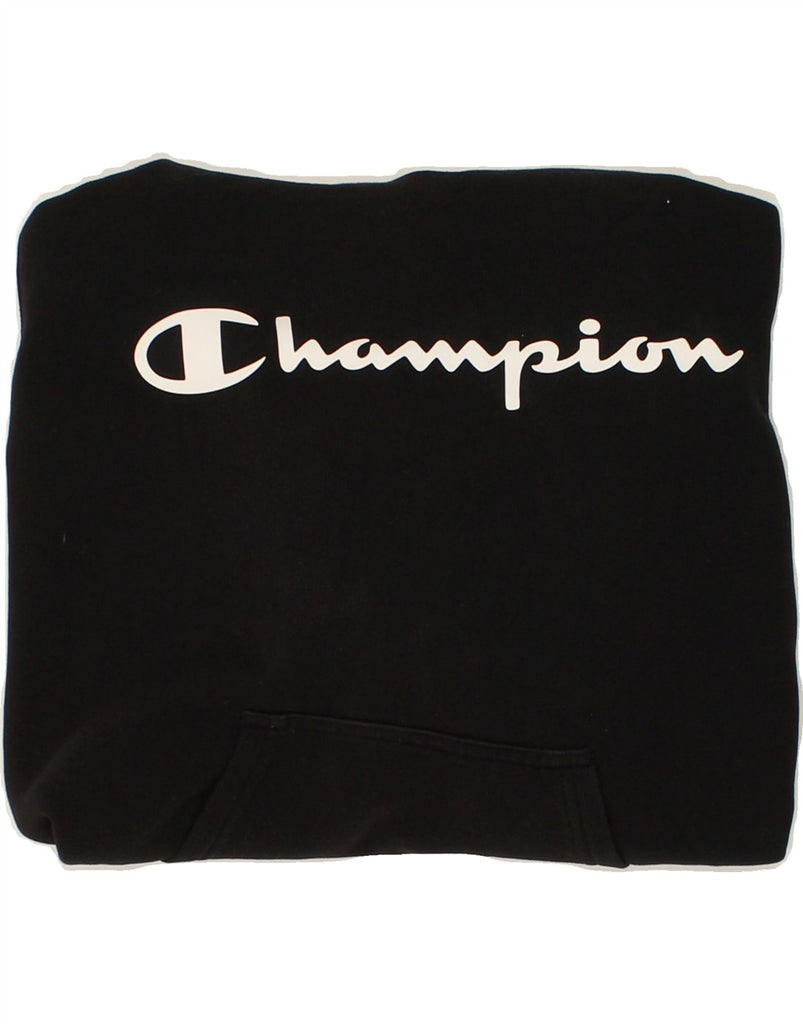 CHAMPION Mens Graphic Hoodie Jumper Small Black Cotton | Vintage Champion | Thrift | Second-Hand Champion | Used Clothing | Messina Hembry 