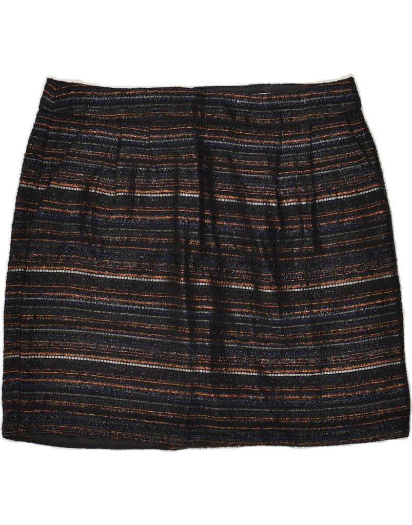 J. CREW Womens Mini Skirt US 6 Medium W30 Black Striped Polyester | Vintage J. Crew | Thrift | Second-Hand J. Crew | Used Clothing | Messina Hembry 