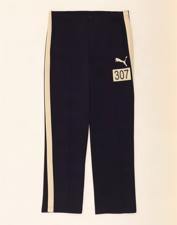Puma Mens Graphic Chino Trousers Large W34 L30 Navy Blue Colourblock