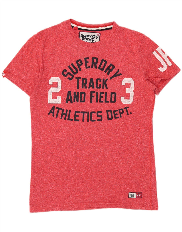 Superdry Mens Graphic T-Shirt Top Small Red Flecked Cotton
