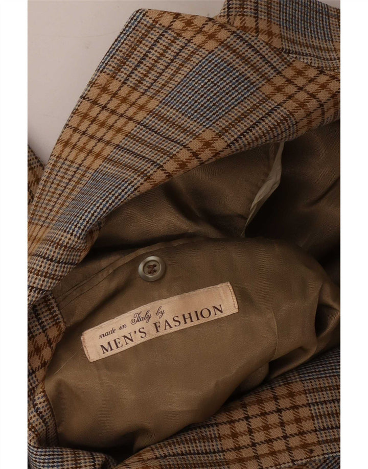 Vintage Mens 2 Button Blazer Jacket UK 36 Small Brown Houndstooth