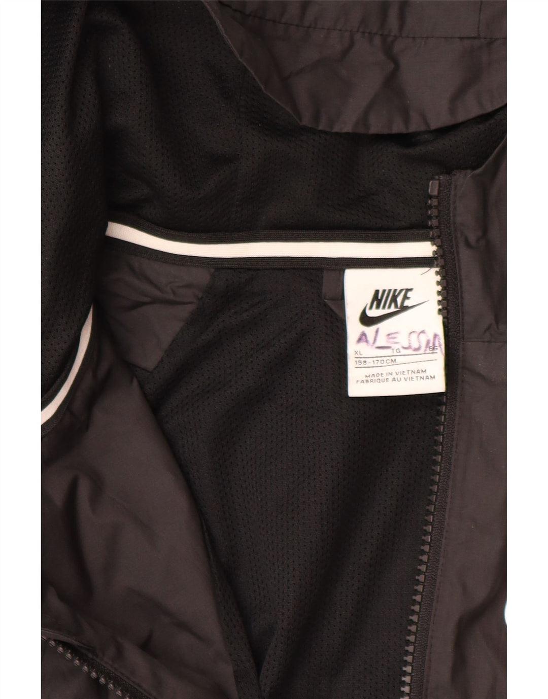 NIKE Boys Hooded Rain Jacket 13-14 Years XL  Black Polyester