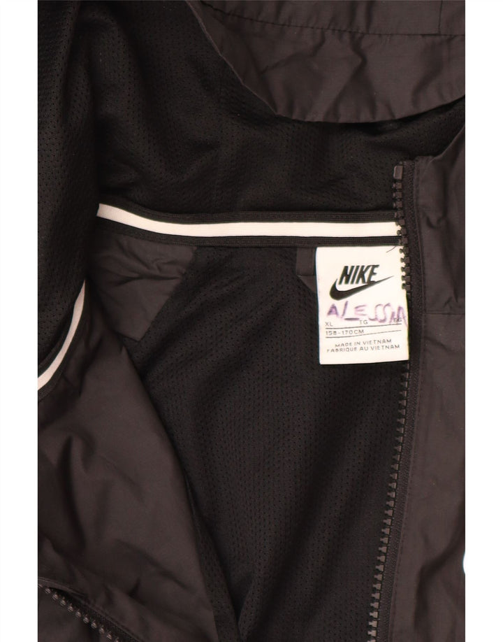 NIKE Boys Hooded Rain Jacket 13-14 Years XL  Black Polyester