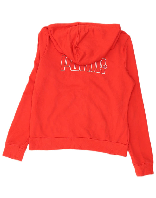 Puma Womens Graphic Zip Hoodie Sweater UK 12 Medium Red Cotton