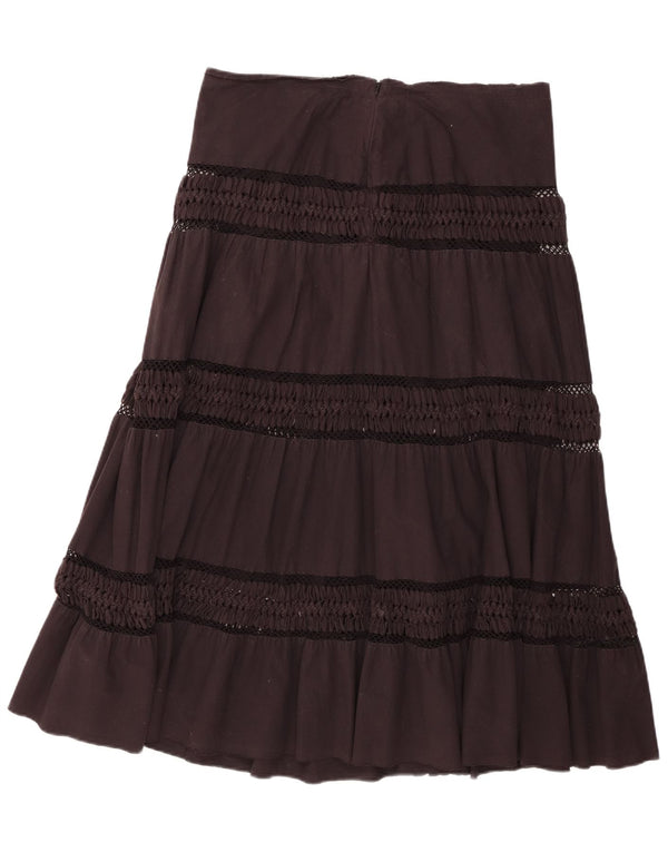 Nicole Farhi Womens Tiered Skirt UK 16 Large W34 Black Cotton