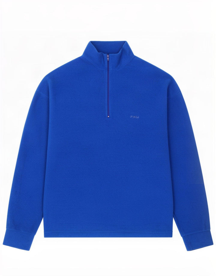 Fila Mens Zip Neck Fleece Jumper IT 52 Large Blue Polyester