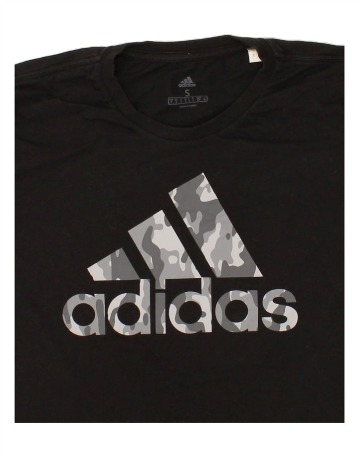 ADIDAS Mens Graphic T-Shirt Top Small Black Cotton Vintage Adidas and Second-Hand Adidas from Messina Hembry 