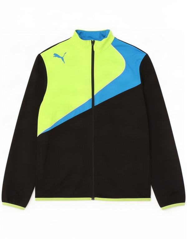 Puma Boys Tracksuit Top Jacket 15-16 Years Black Colourblock Polyester