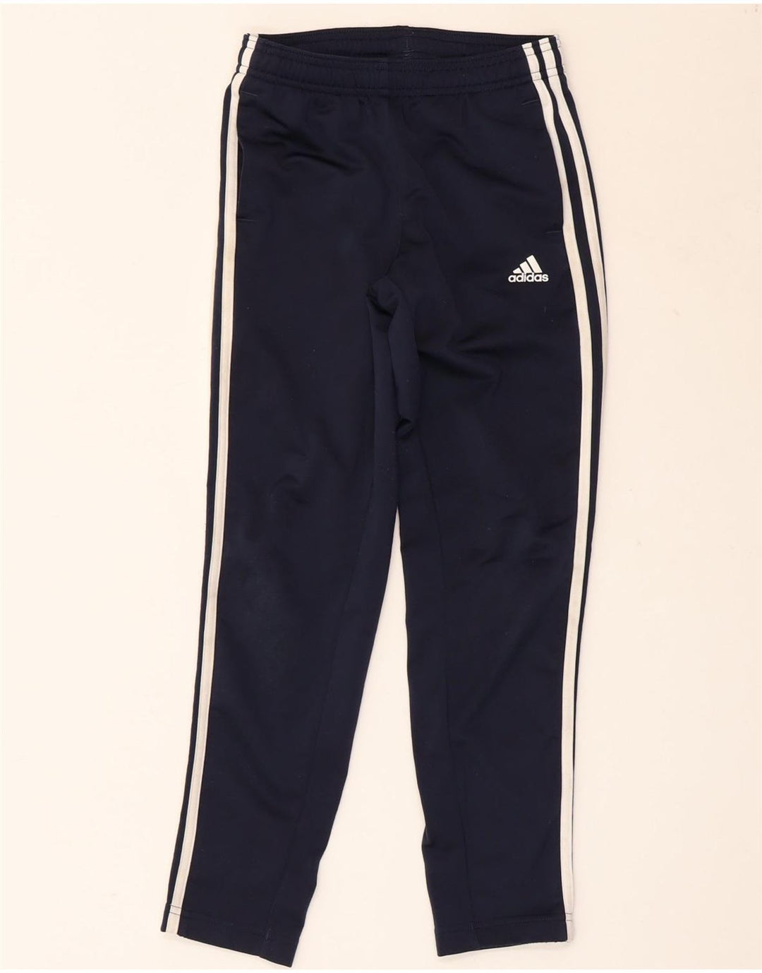 ADIDAS Boys Tracksuit Trousers 9-10 Years Navy Blue Polyester