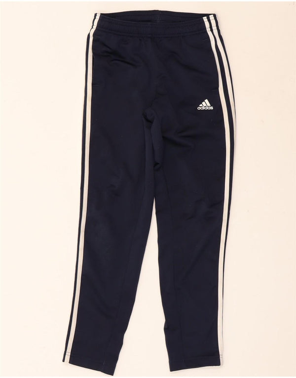ADIDAS Boys Tracksuit Trousers 9-10 Years Navy Blue Polyester