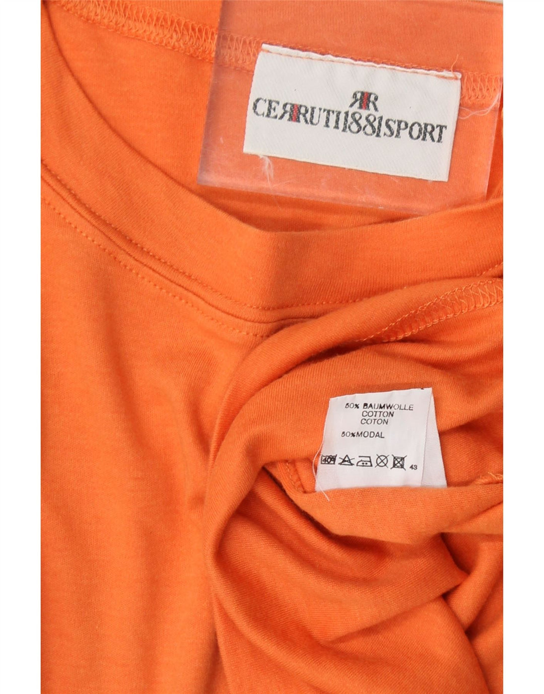 CERRUTI 1881 Mens Graphic T-Shirt Top Medium Orange Cotton Vintage Cerruti 1881 and Second-Hand Cerruti 1881 from Messina Hembry 