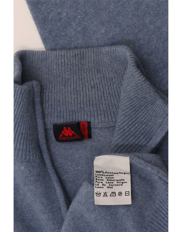 Kappa Mens Zip Neck Jumper Sweater 2XL Blue Flecked Virgin Wool