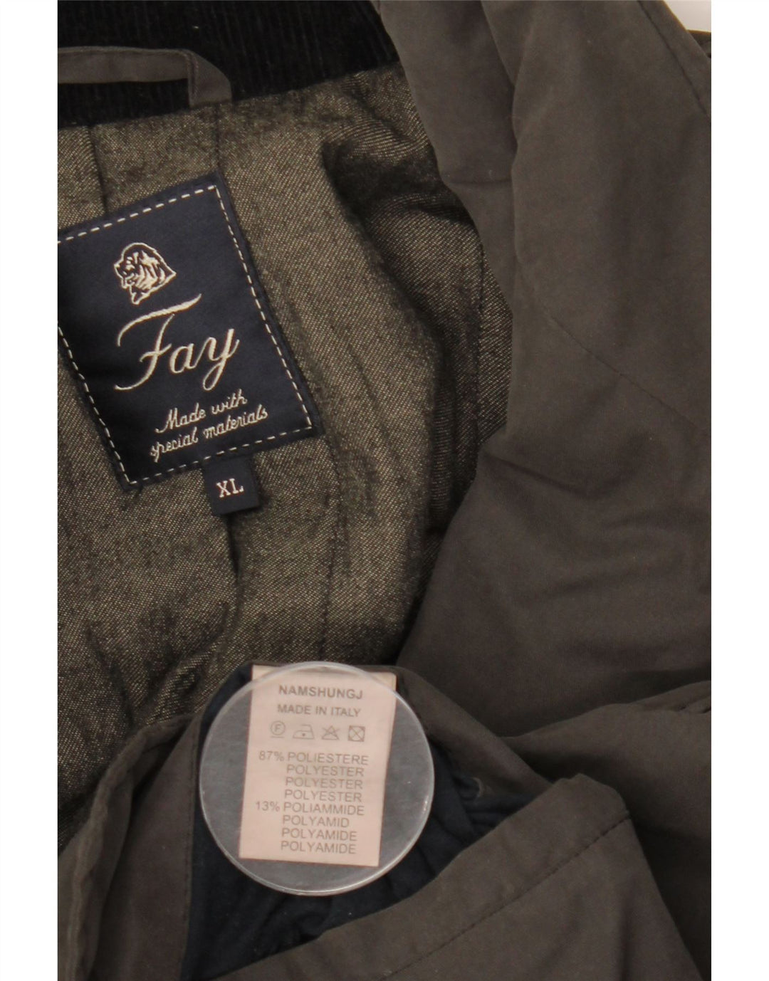 Fay Mens Windbreaker Jacket UK 42 XL Grey Polyester