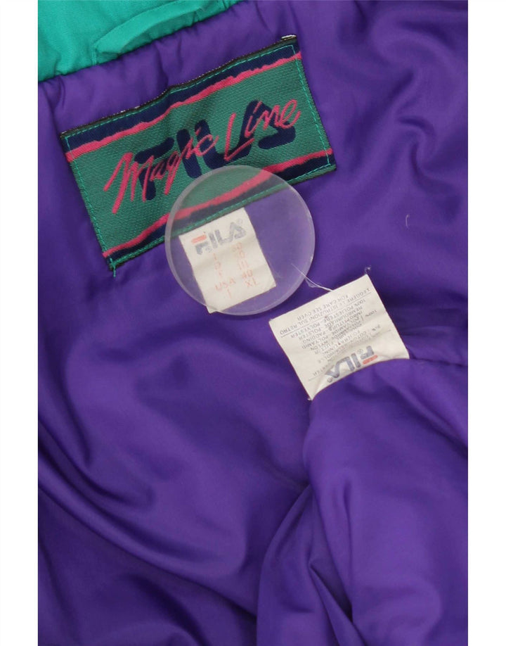 Fila Mens Hooded Ski Jacket IT 50 Large Green Cotton
