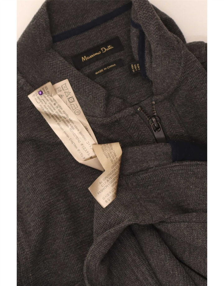 Massimo Dutti Mens Cardigan Sweater Small Grey Cotton