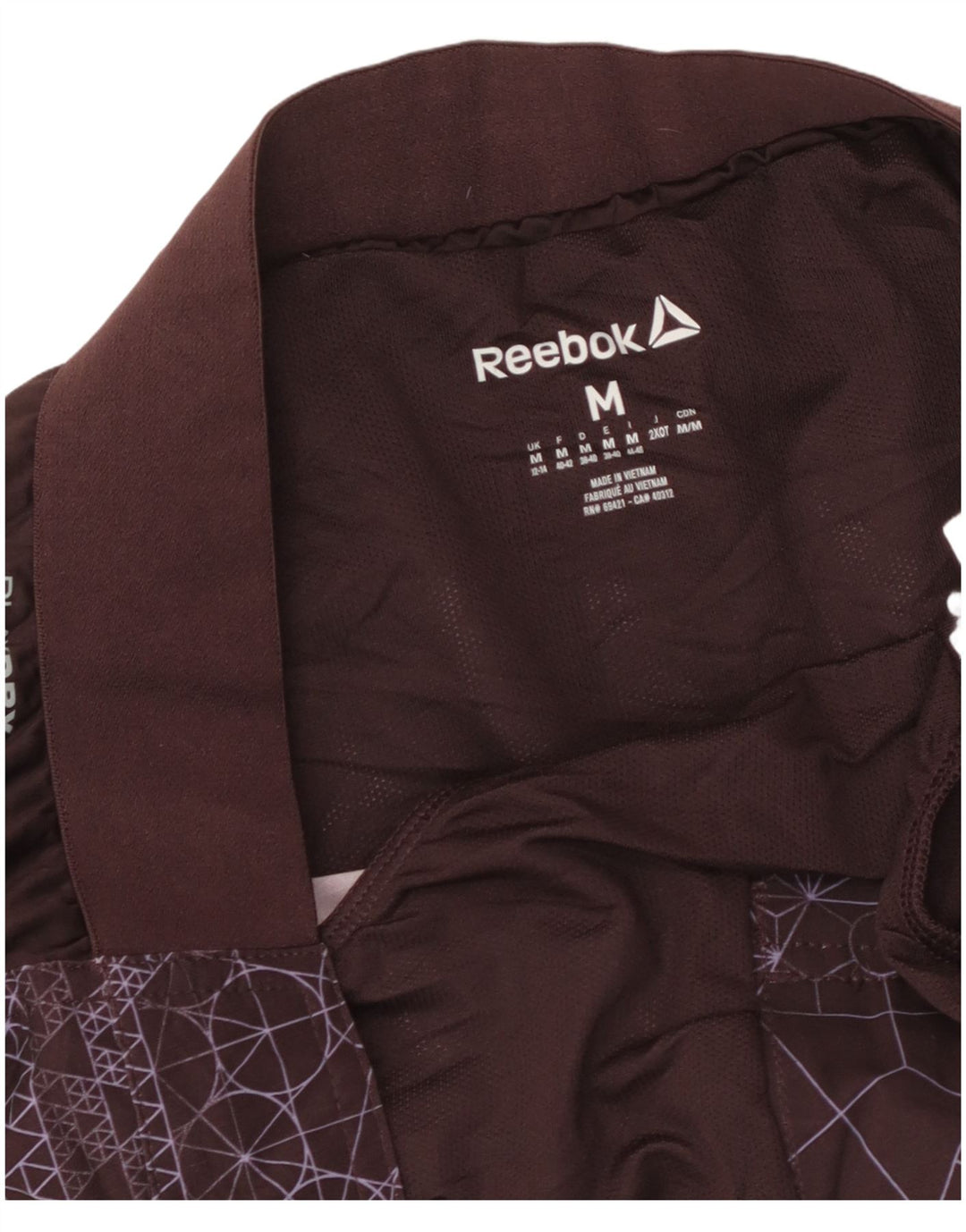 REEBOK Womens Graphic Swimming Shorts UK 12/14 Medium  Brown Geometric
